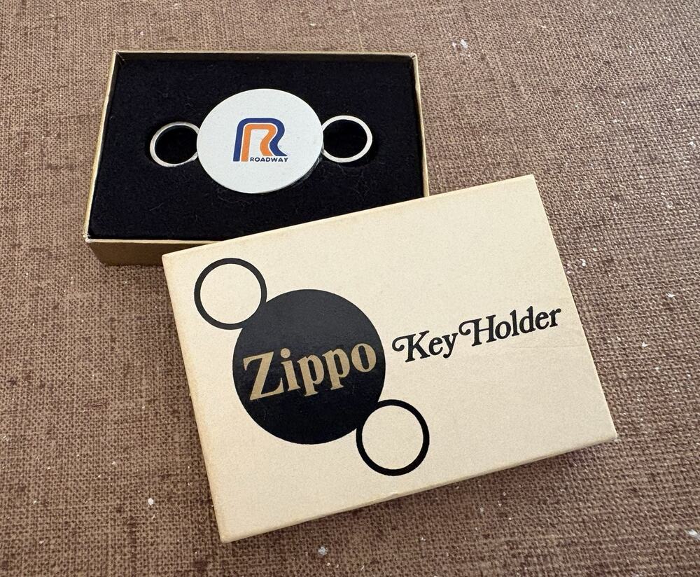 Zippo Roadway Trucking Keychain Original Box Vintage Pull Apart Dual Mechanism